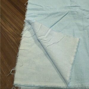 Vintage Baby Blue White Plaid Flannel Fabric 1 yard x 44" W